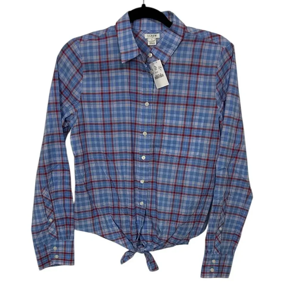 J. Crew Blue and Red Plaid Button Down Shirt Size Small